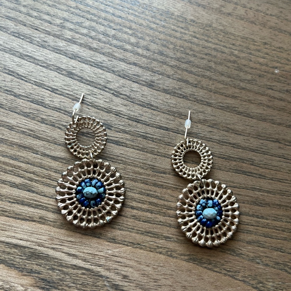 Earrings. Turquoise beads.